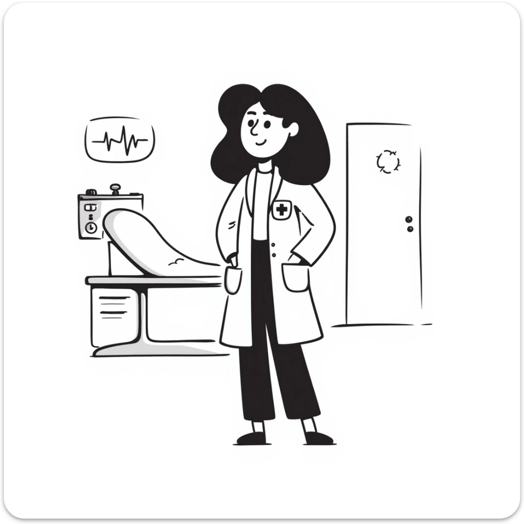 A beautiful woman doctor in the hospital sticker