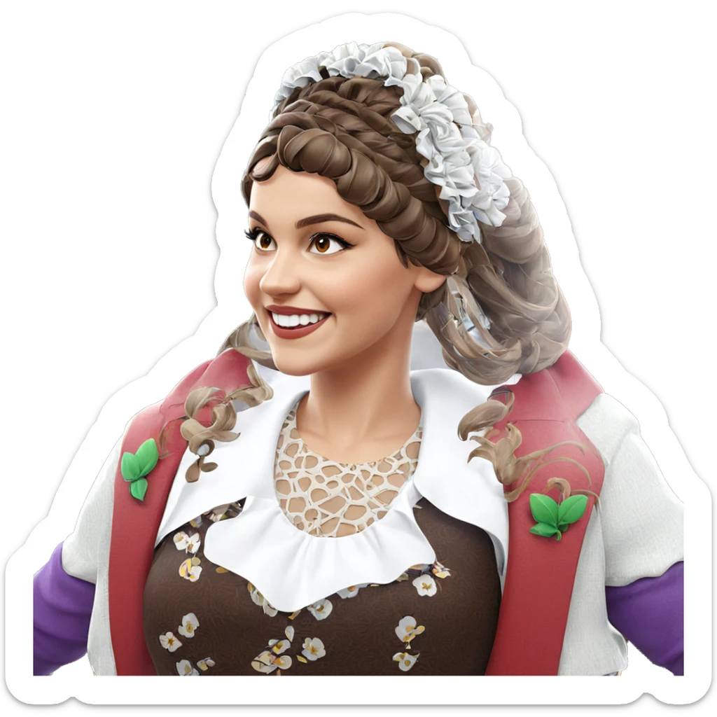 smiling girl in brown dress sticker