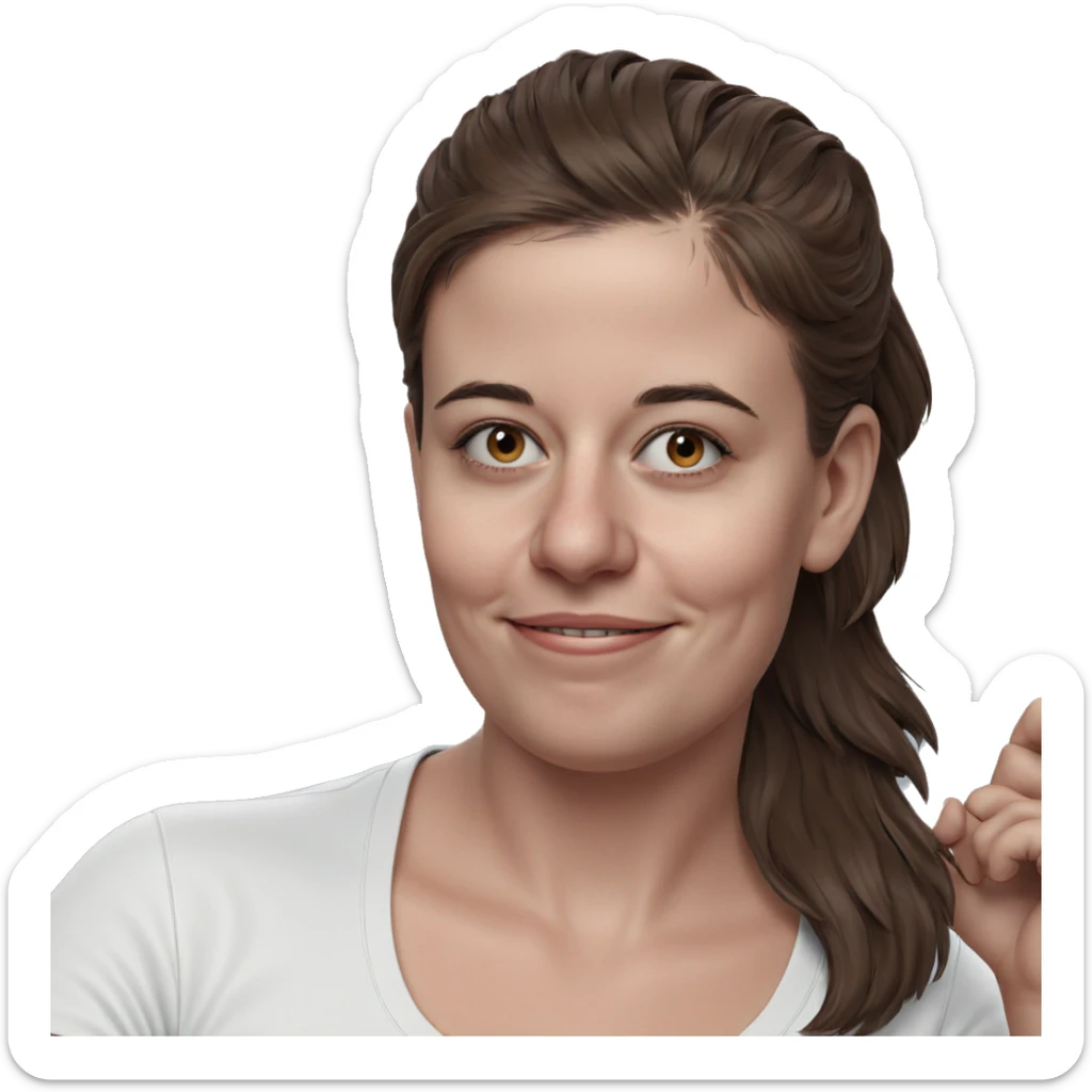 happy girl with brown hair sticker