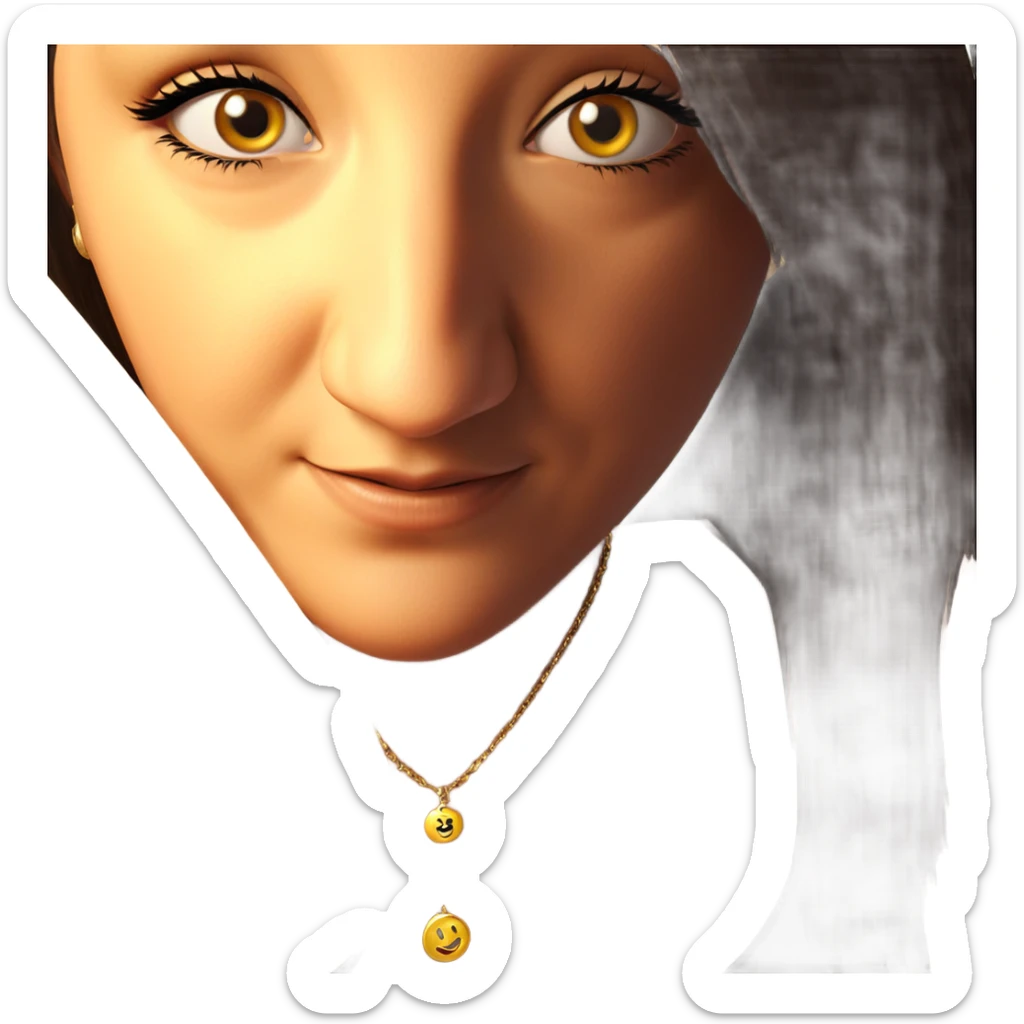 smiling girl with jewelry sticker