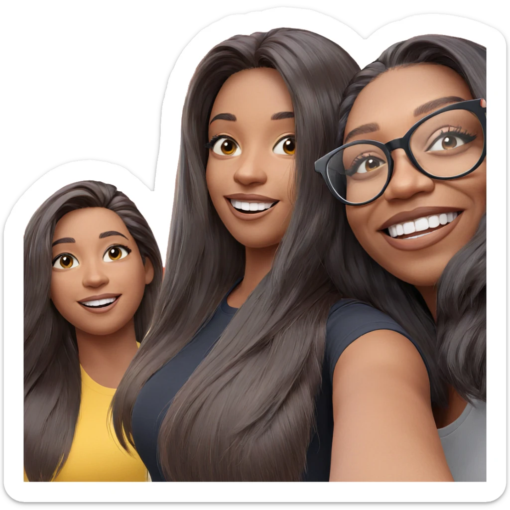 three girls smiling selfie sticker