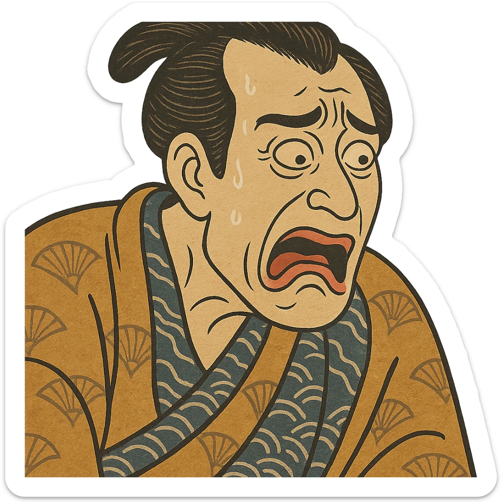 ukiyo-e style person from the 1840s with a horrified and disgusted face sticker