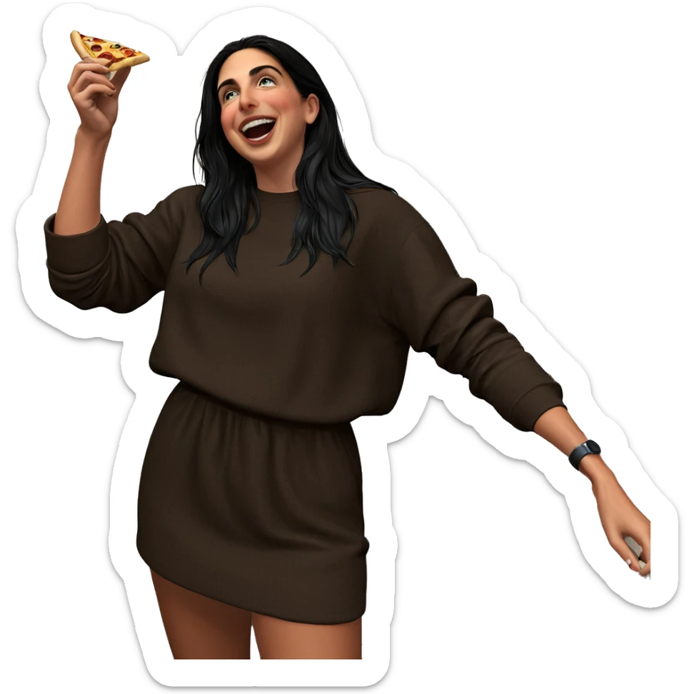 girl enjoying pizza indoors sticker