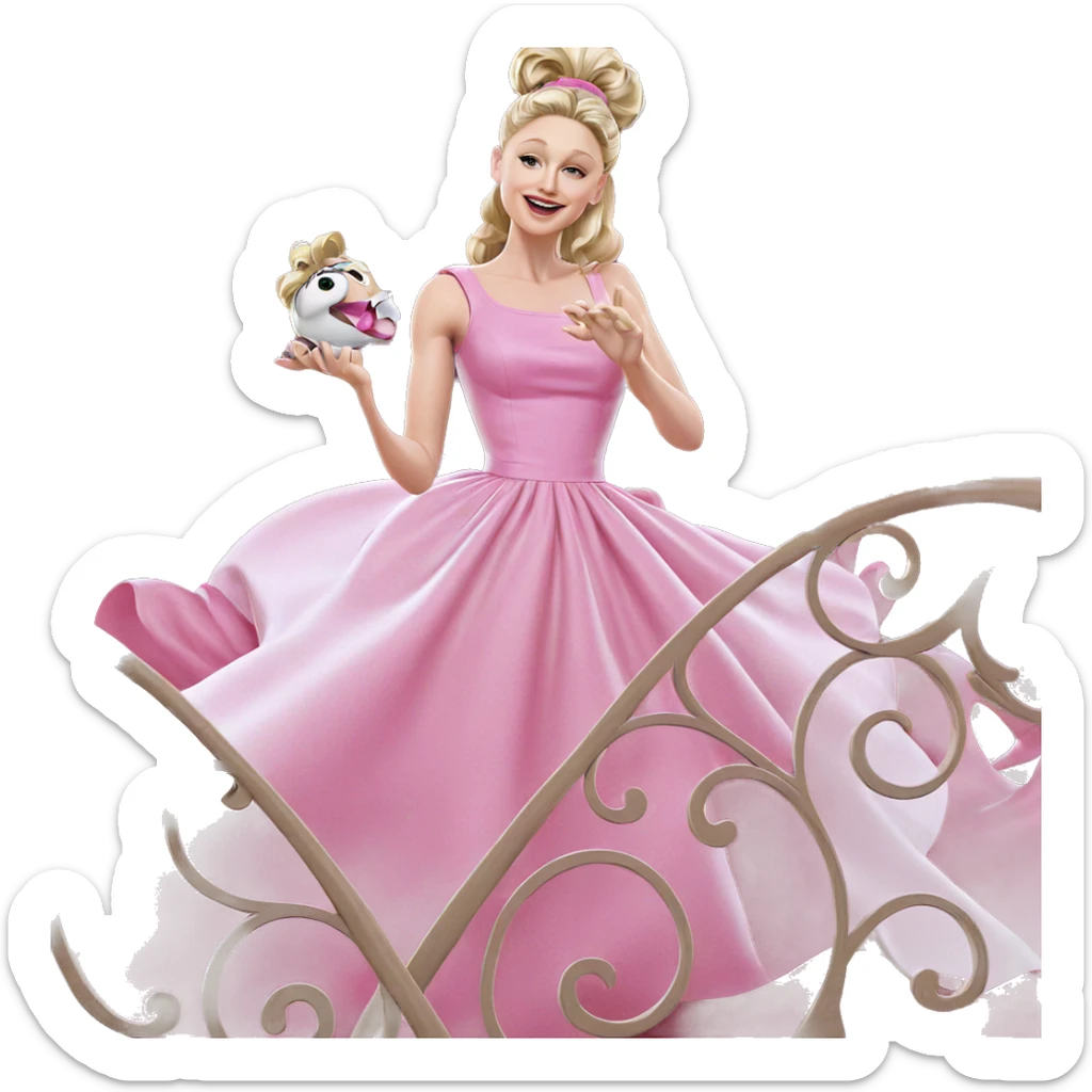 blonde girl in pink dress sticker