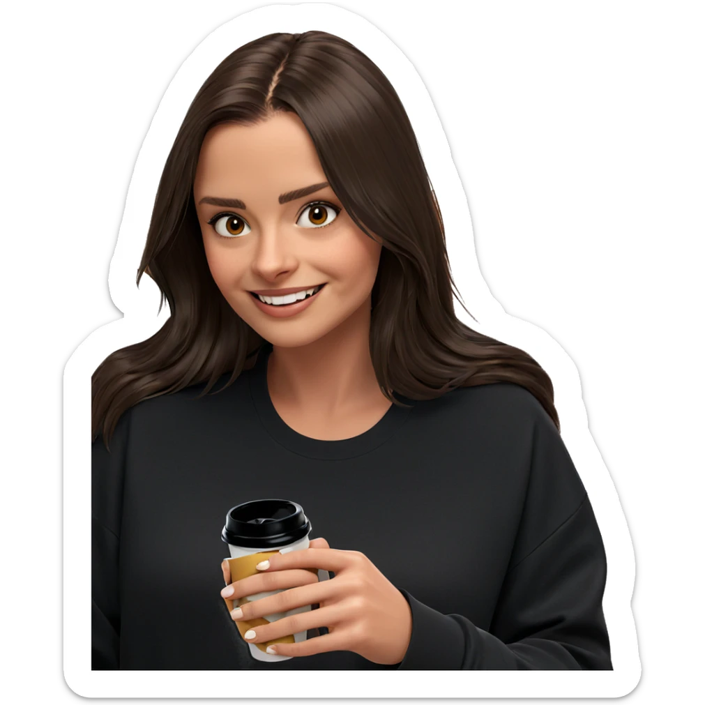 smiling girl with cup sticker