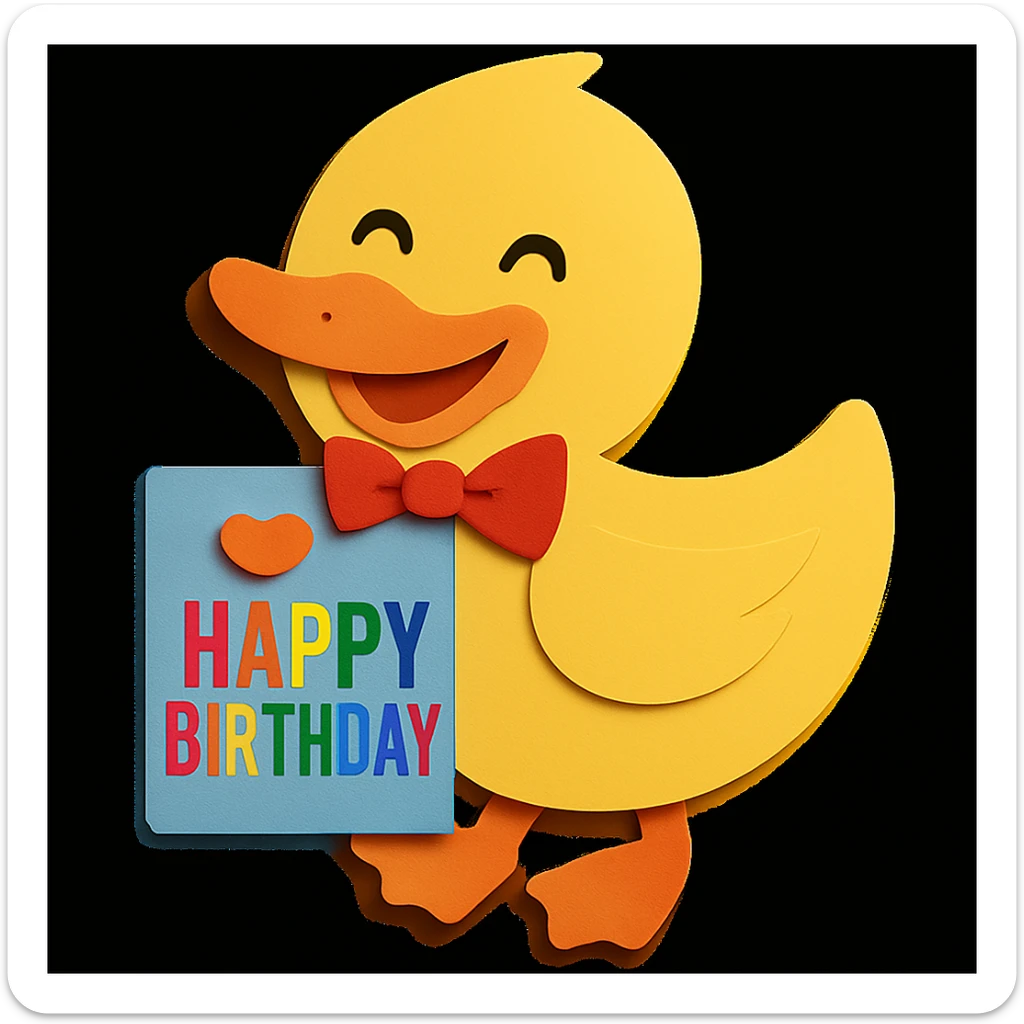 Change the wording color of 'Happy Birthday' on the card to visually good looking and matching rainbow colors. Keep all other design elements unchanged. sticker