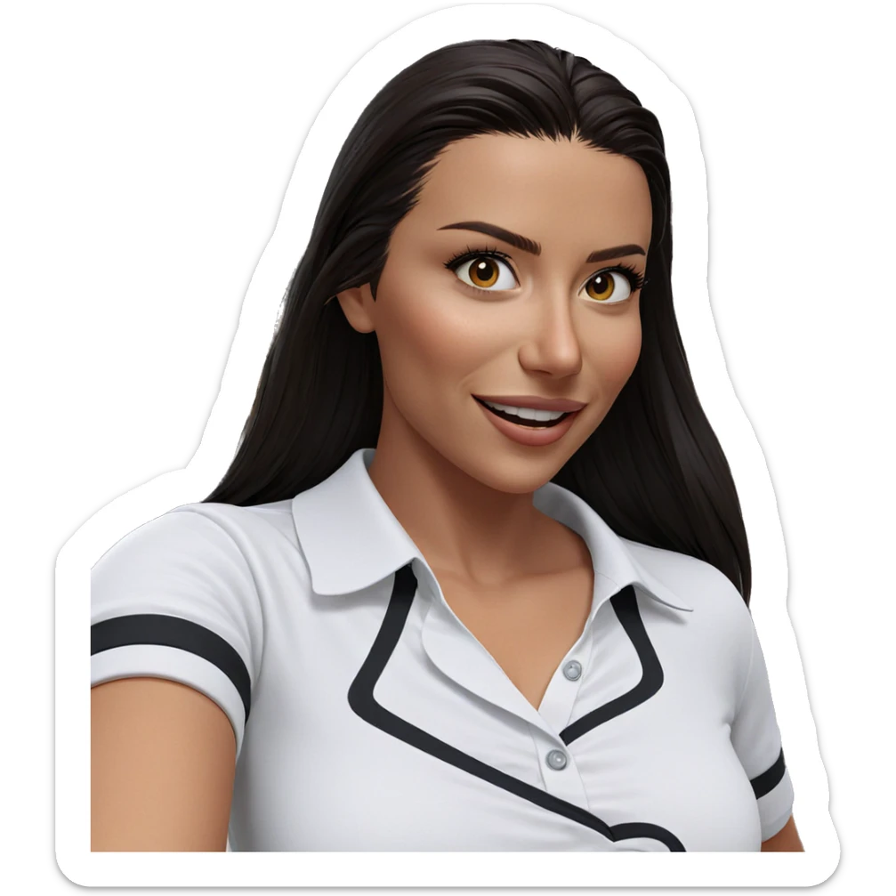 smiling girl in white shirt sticker