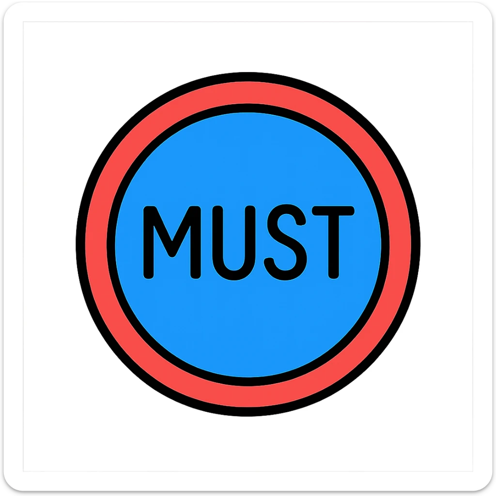 the road sign with the word must. don't use yelloe color sticker