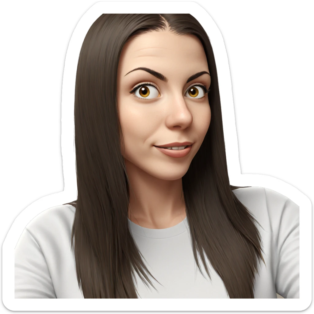 smiling girl with long hair sticker