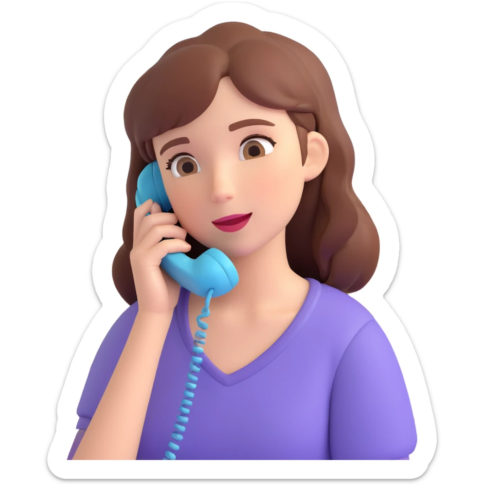 girl talking on phone bedroom background, close up pose sticker