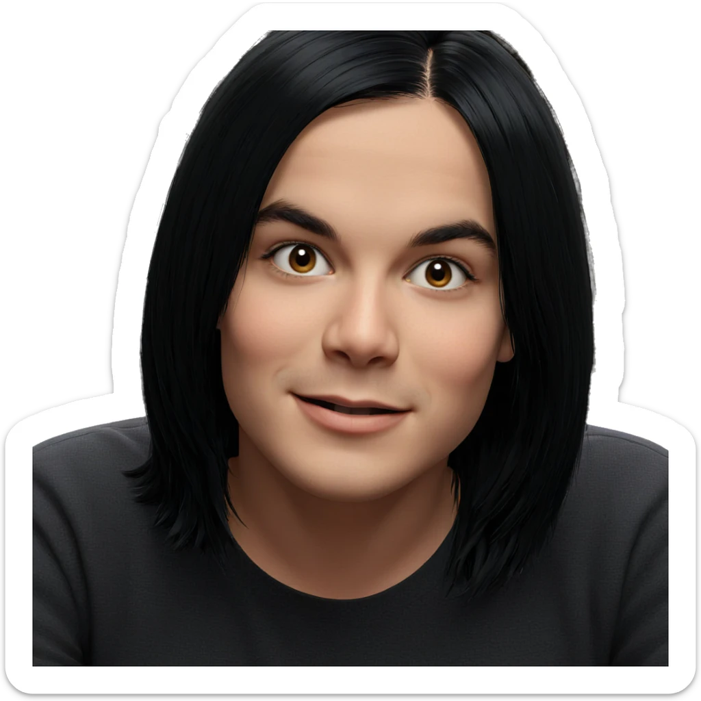 smiling girl with black hair sticker