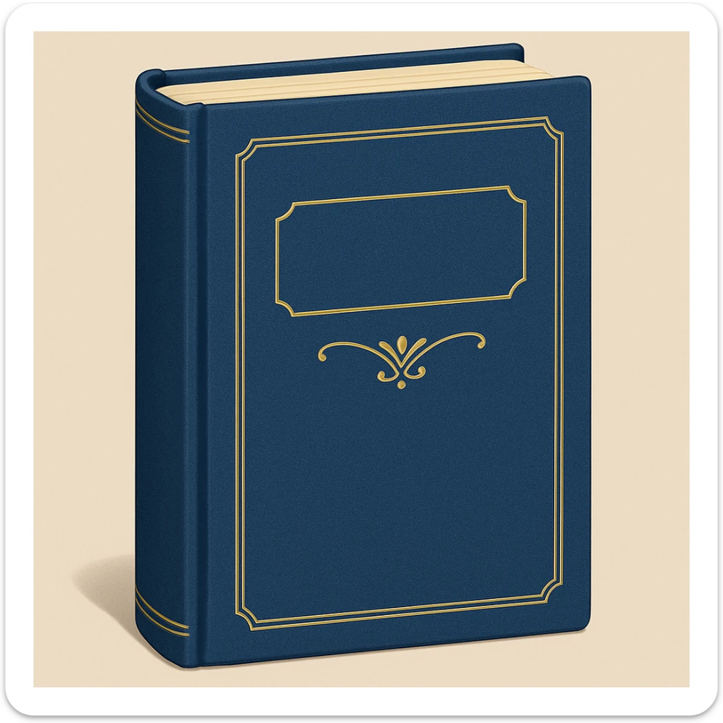 Edit the emoji of a classic French book inspired by 'À la recherche du temps perdu' with a blue cover and gold title. The style should be elegant, minimal, and no text on the cover. Maintain the classic book look with a refined and simple design. sticker