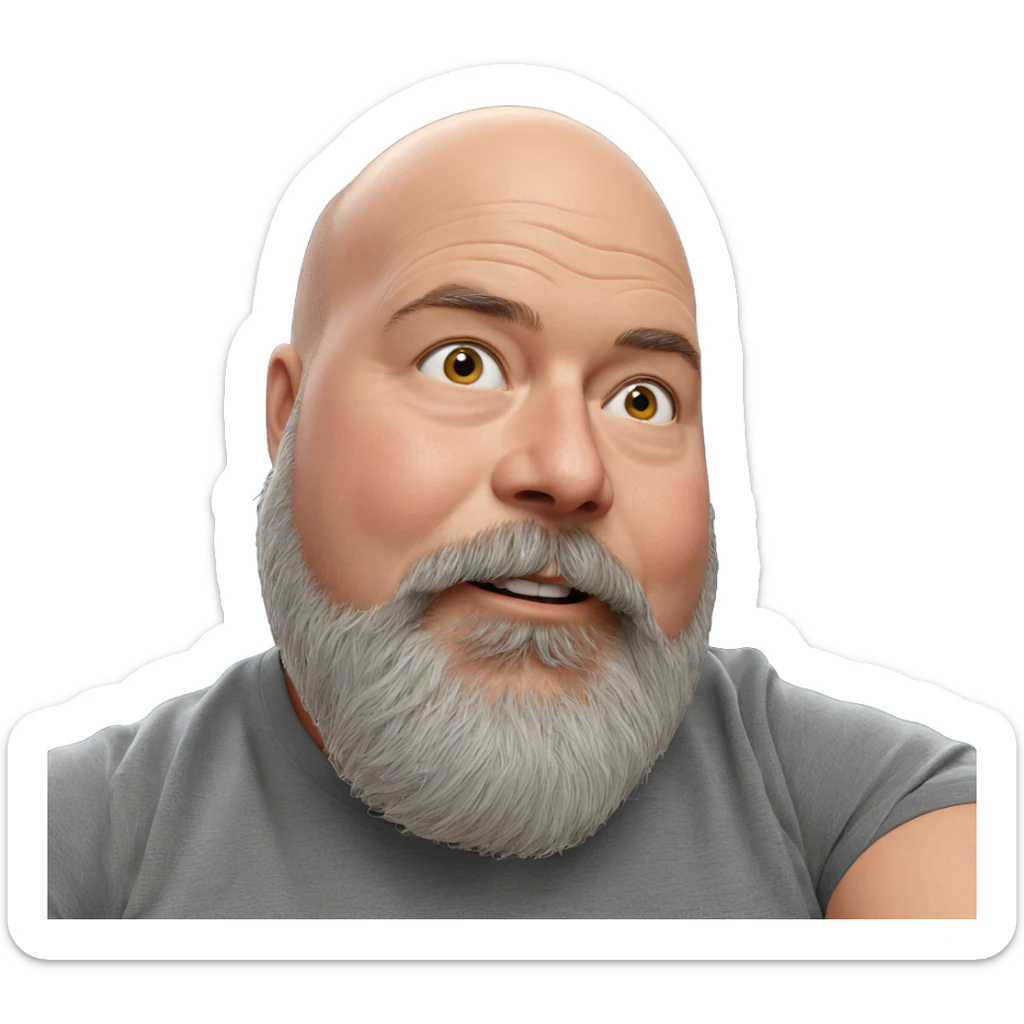 bald man with beard portrait sticker