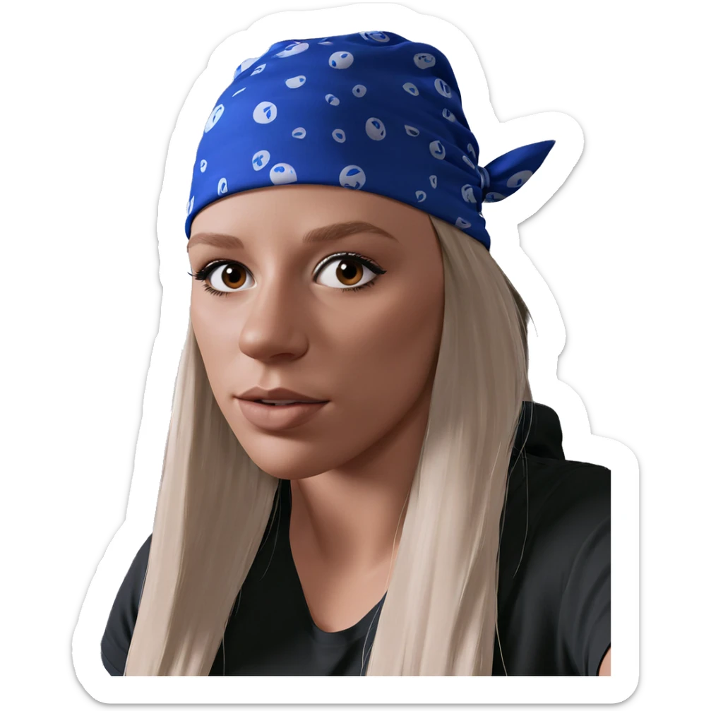 girl with blue bandana sticker