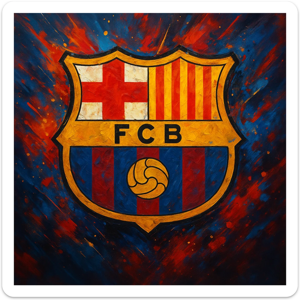 Barcelona football team logo, vibrant and dynamic, capturing the essence of the team's spirit and energy, detailed and realistic sticker