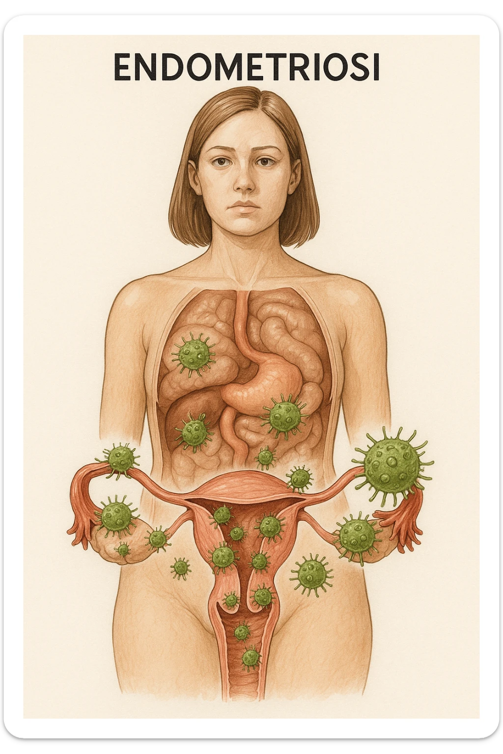 Donna che ha l'endometriosi per via dei parassiti alle parti intime. in italiano sticker