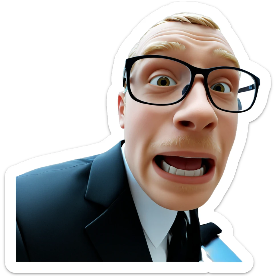 boy in formal suit glasses sticker