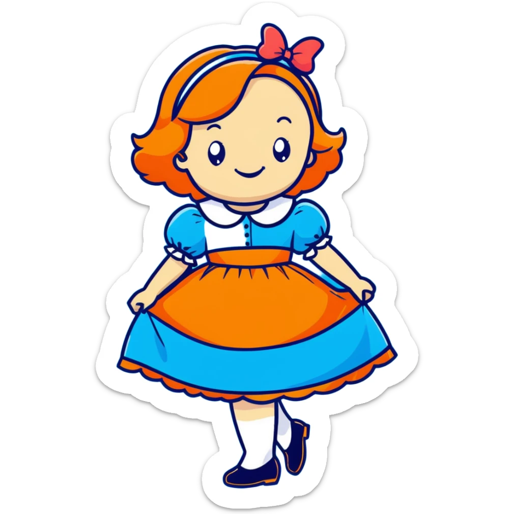 Disney's animated Alice in Wonderland curtseying with a bright cheerful smile in her blue dress sticker