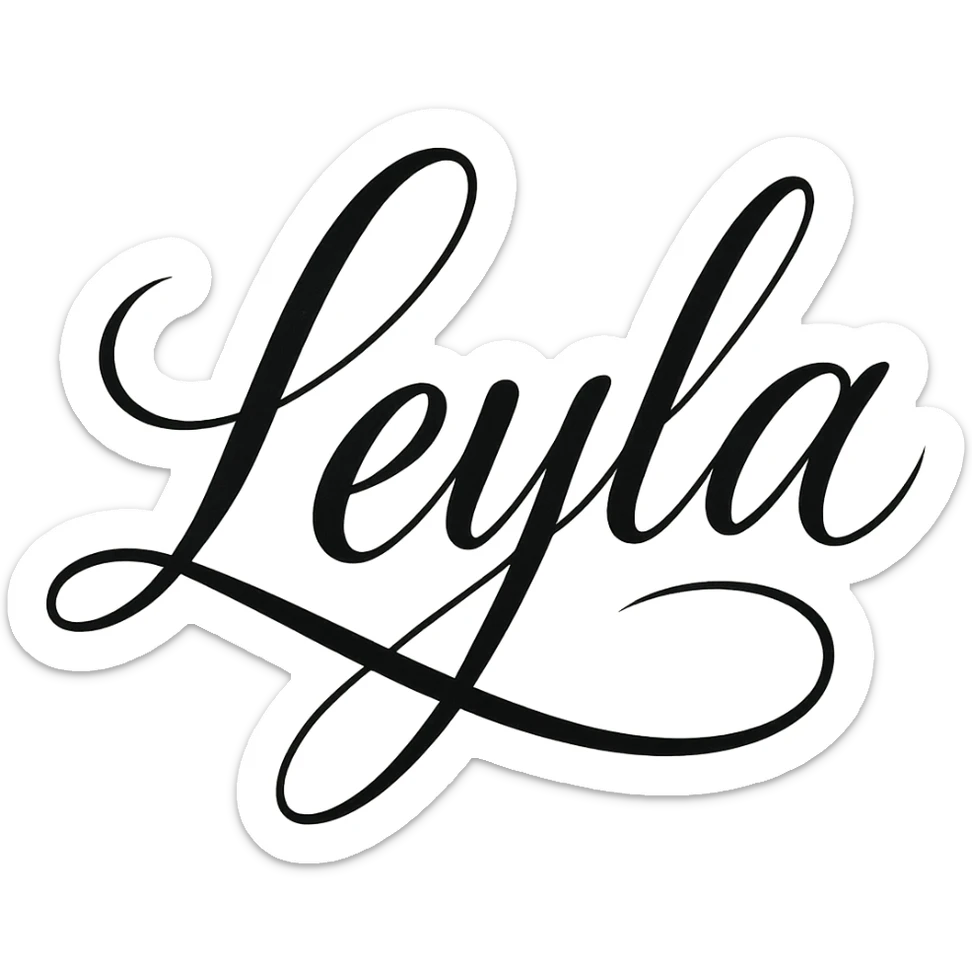 creative and eye-catching wordmark of the name LEYLA in artistic handwritten calligraphy style sticker