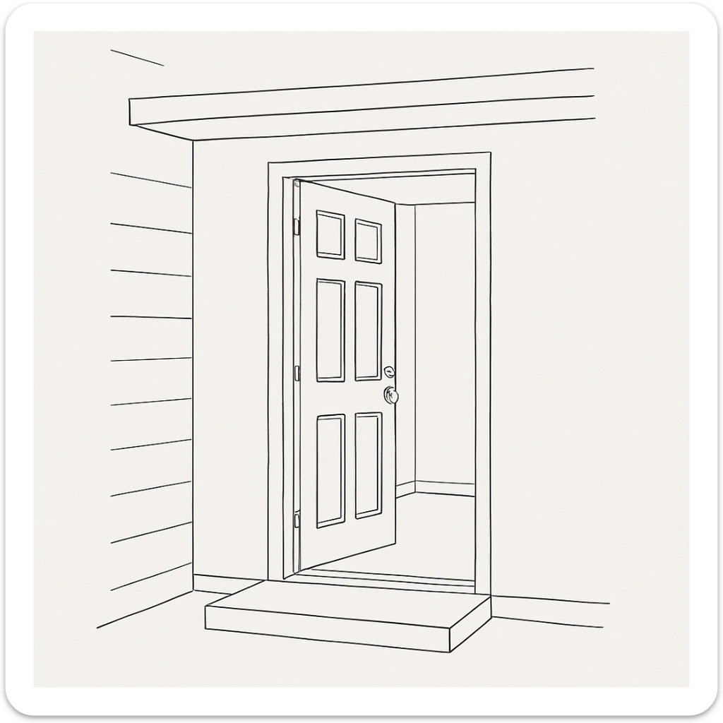 endi menga brohouse sartarish xonasini tashqaridan chizib ber eshigi ochiq bulsin faqat sticker