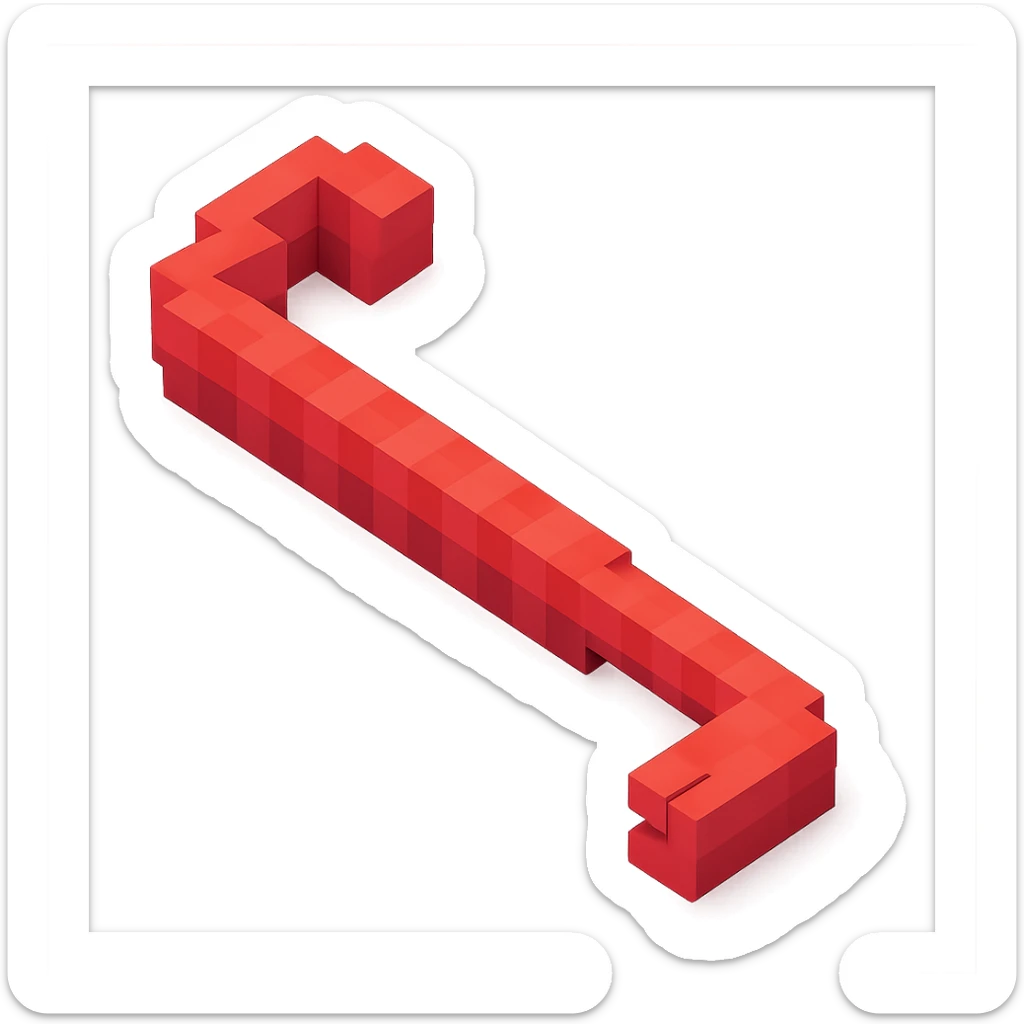 crowbar, voxel art, Minecraft look, red sticker