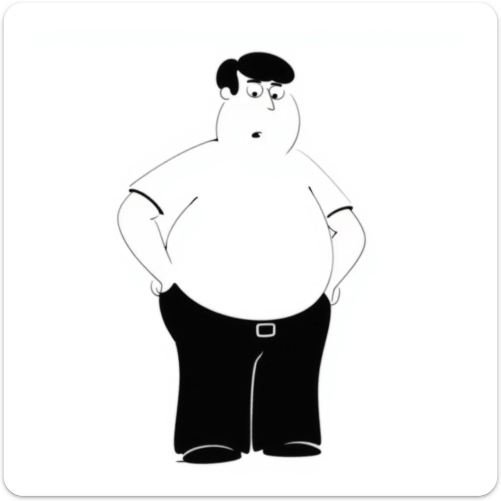 Peter Griffin from Family Guy with a pregnant belly, wearing his signature outfit sticker