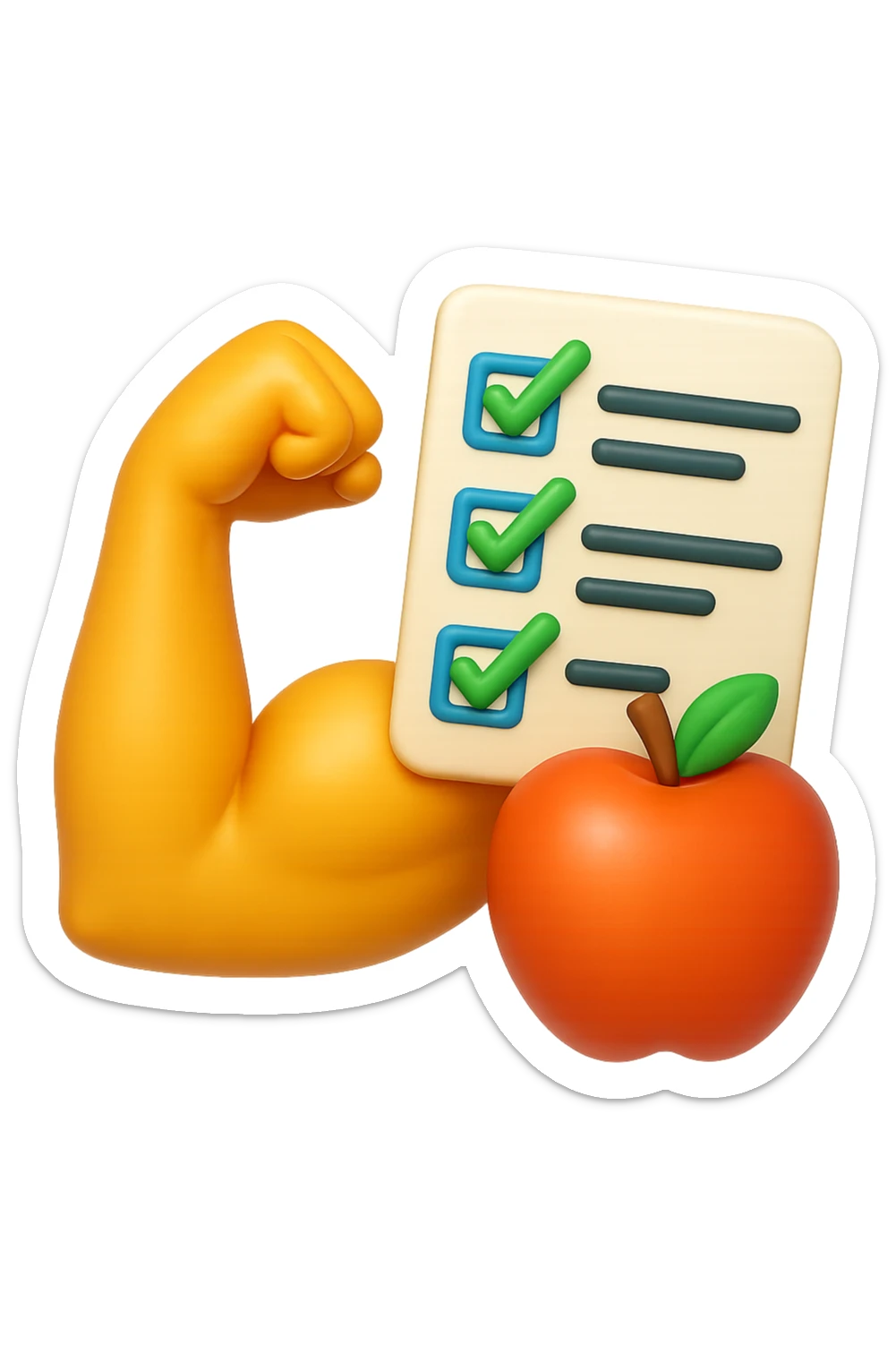 emoji 3d stile iphone che rappresenta la costanza nel seguire un piano di allenamento e di dieta 3d sticker