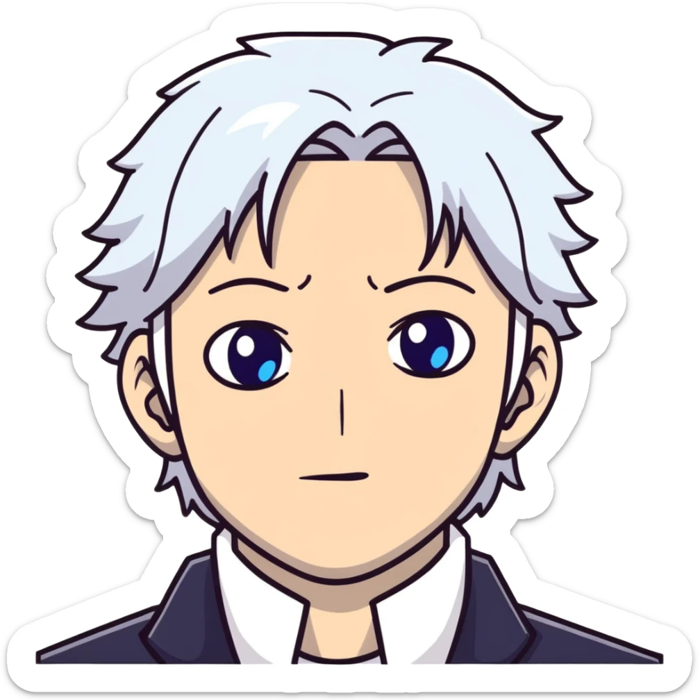 Satoru Gojo with white hair and blue eyes from Jujutsu Kaisen sticker