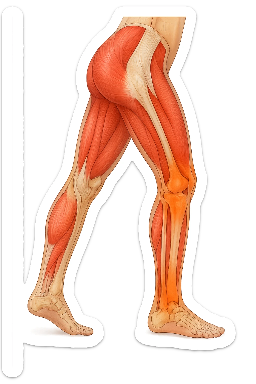 PRENDI SPUNTO DALLA FOTO E FAMMI A LIVELLO ANATOMICO LA GAMBA IN SOVRACCARICO sticker