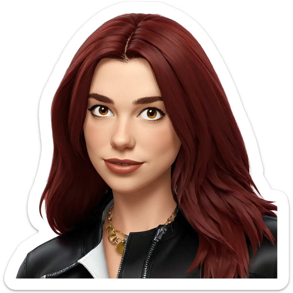 smiling girl in leather jacket sticker