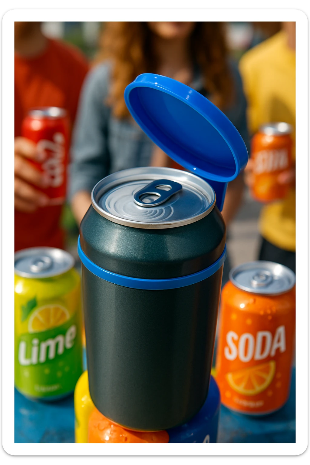 Készíts a következő jellemzőkre a mellékelt fotó felhasználásával a szöveghez illő képet, 1000x600px-es méretűt, fiatalos, dinamikus, megnyerő,változatos, színes, valósághű fotók legyenek!
„Megőrzi az italod aromáját, szénsavtartalmát”
Hermetikusan zárja a dobozodat, így hosszabban élvezheted az italok friss ízét, zamatos aromáját és pezsgő szénsavasságát. sticker