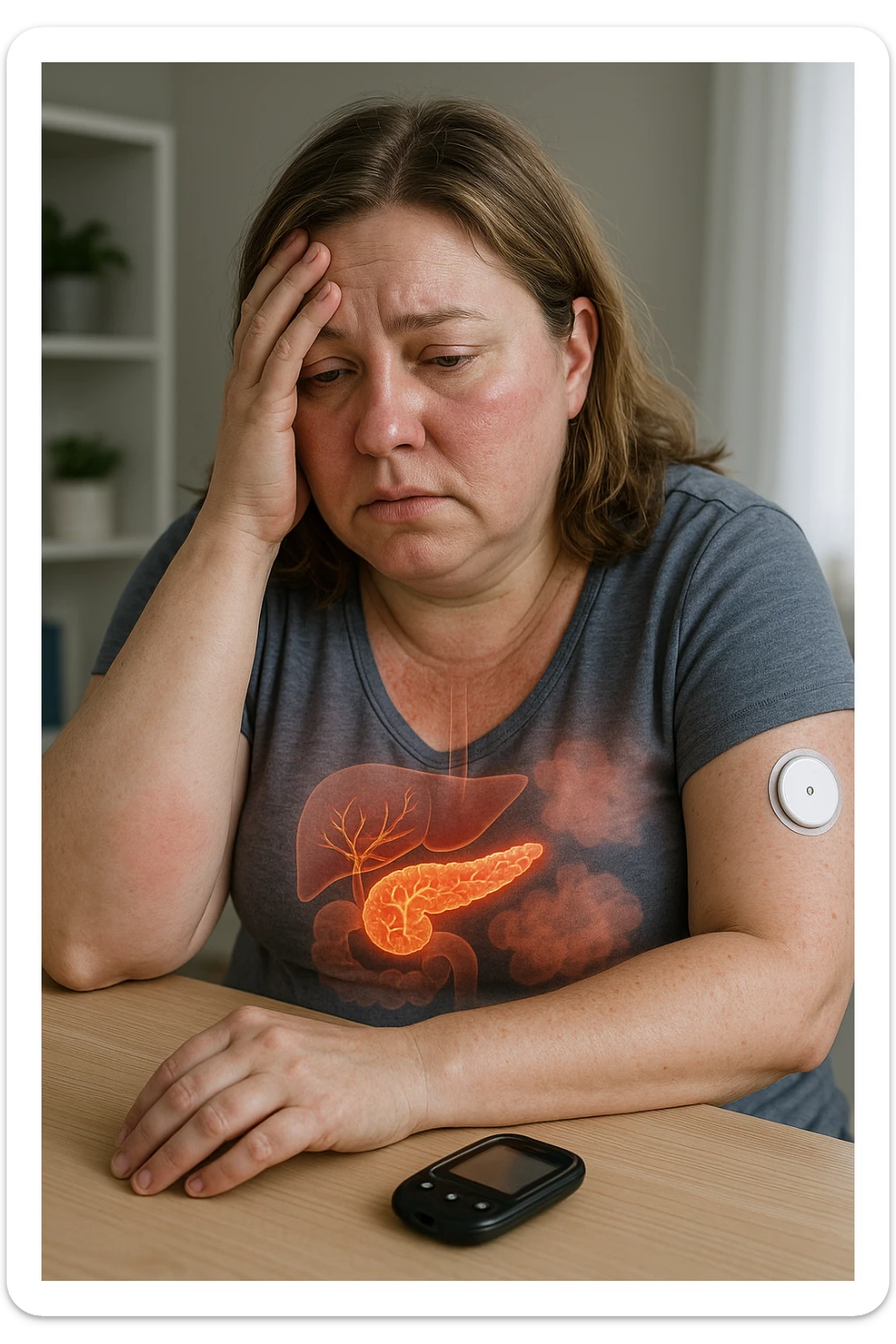 Donna con insulino resistenza e infiammazione cronica nel corpo. immagine realistiche sticker