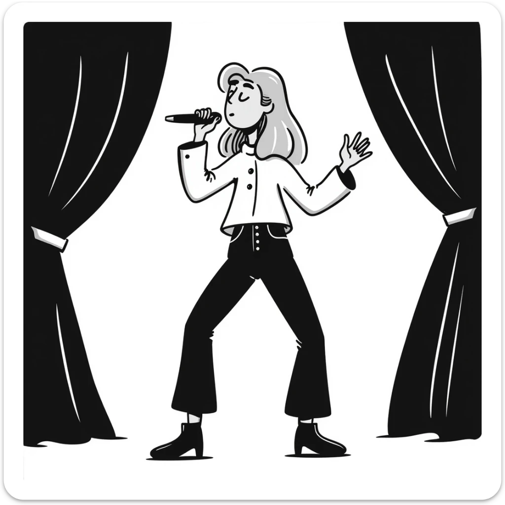 Sabrina Carpenter performing on Short n' Sweet tour, blonde hair, chic outfit sticker