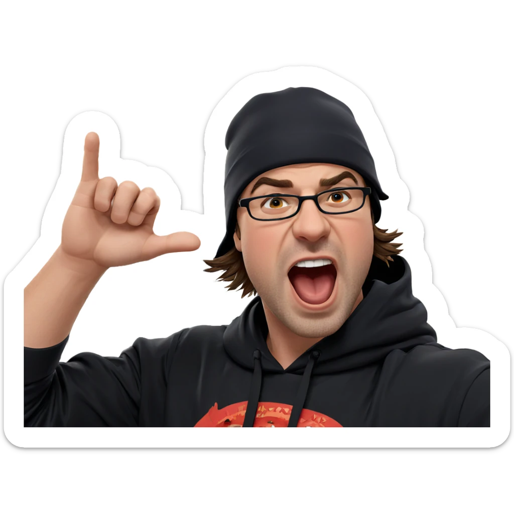 playful boy indoors with hat sticker