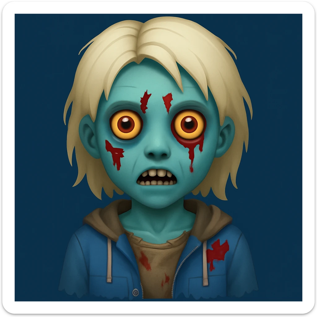 zombie girl emoji in blue sticker