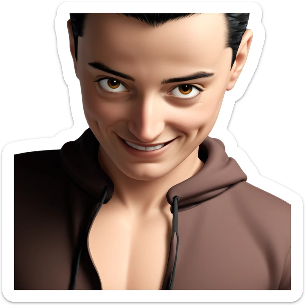 smiling boy with black hair sticker