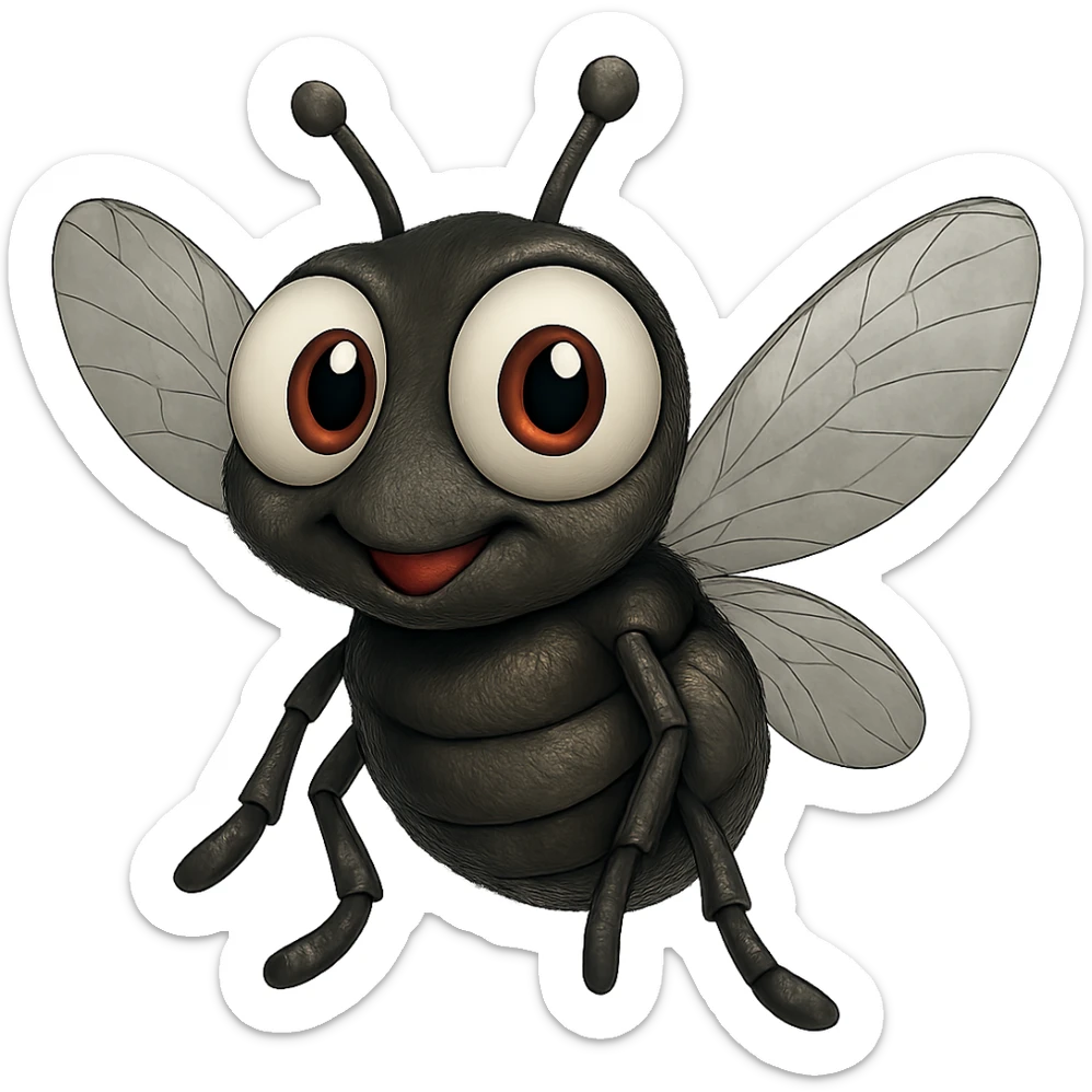can you change its colors to look more like a real fly. leave the eyeballs white. trasparent background sticker