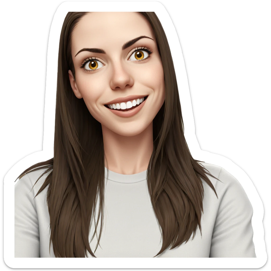 smiling girl with long hair sticker