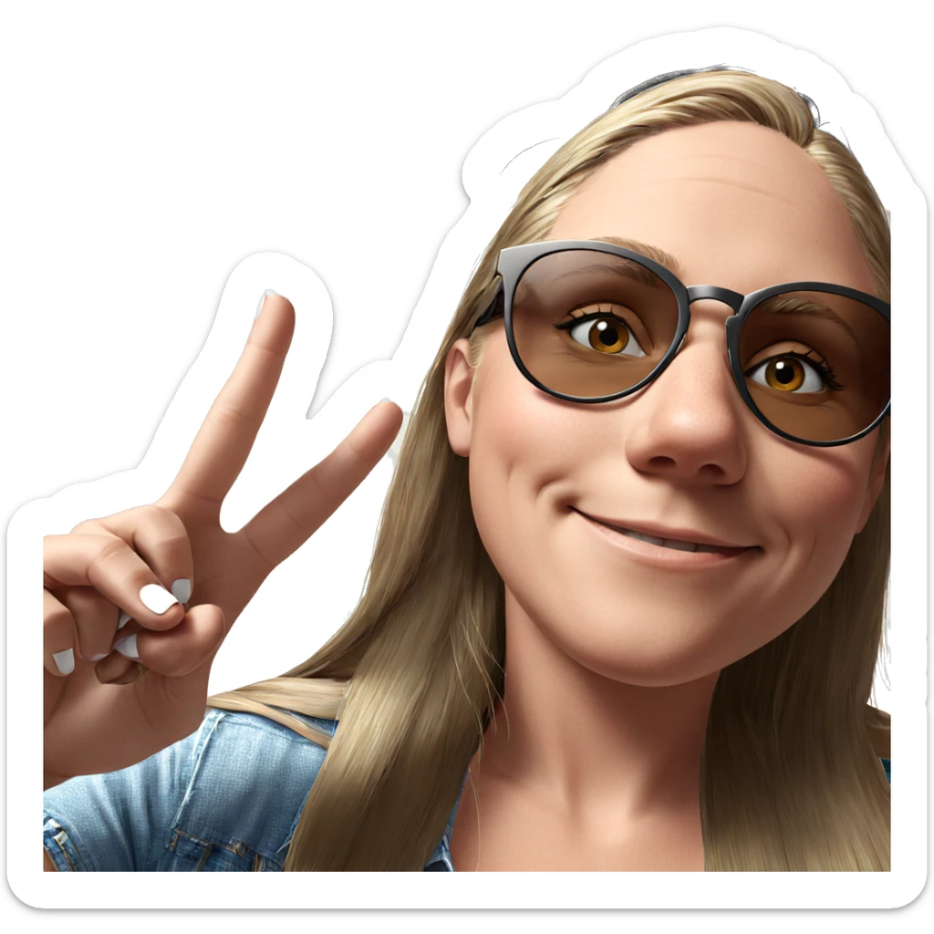 smiling girl in sunglasses sticker