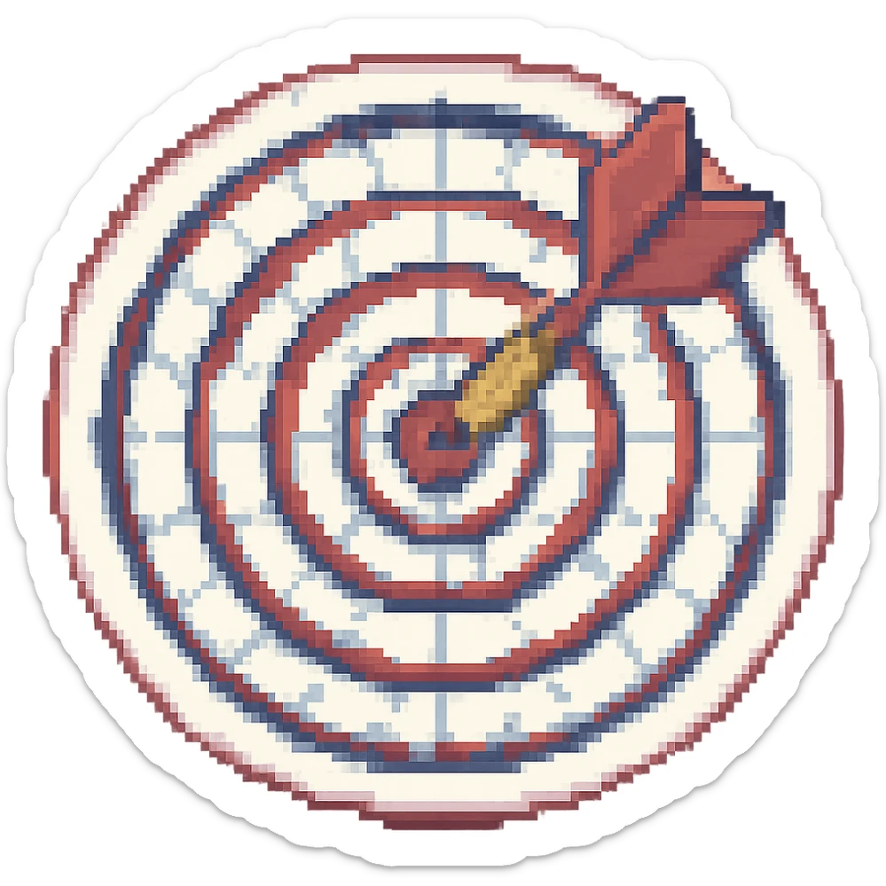 Add a dart in the bullseye of the target. Keep the style consistent with the original image and maintain the transparent background. sticker