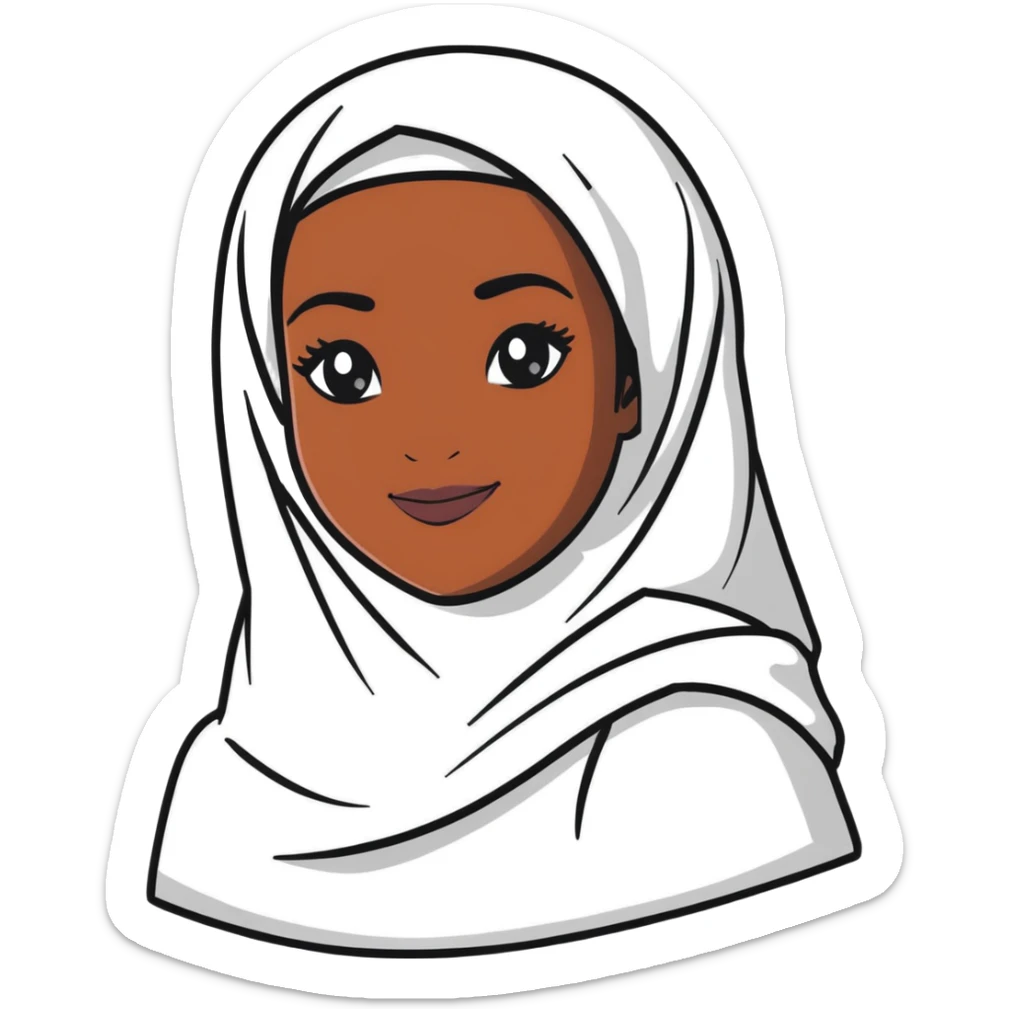 femme noire voilée, yeux lumineux, sourire subtil sticker