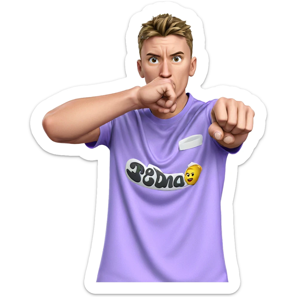 boy in purple shirt punch sticker
