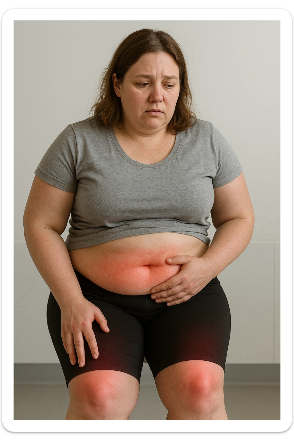 Donna con insulino resistenza e infiammazione cronica nel corpo. immagine realistiche sticker