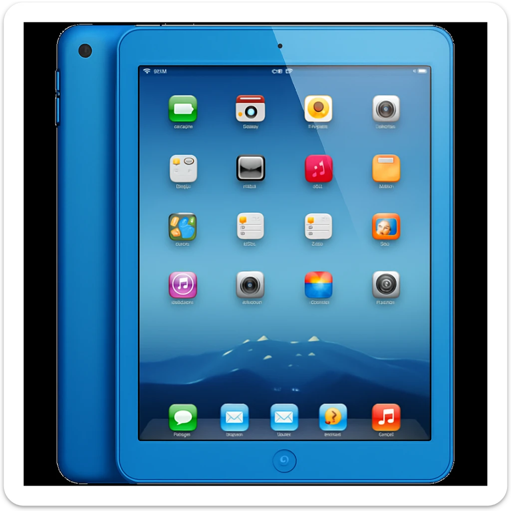 Change the iPad color to blue, keep the style and background as is. The style of the original image should be preserved. sticker