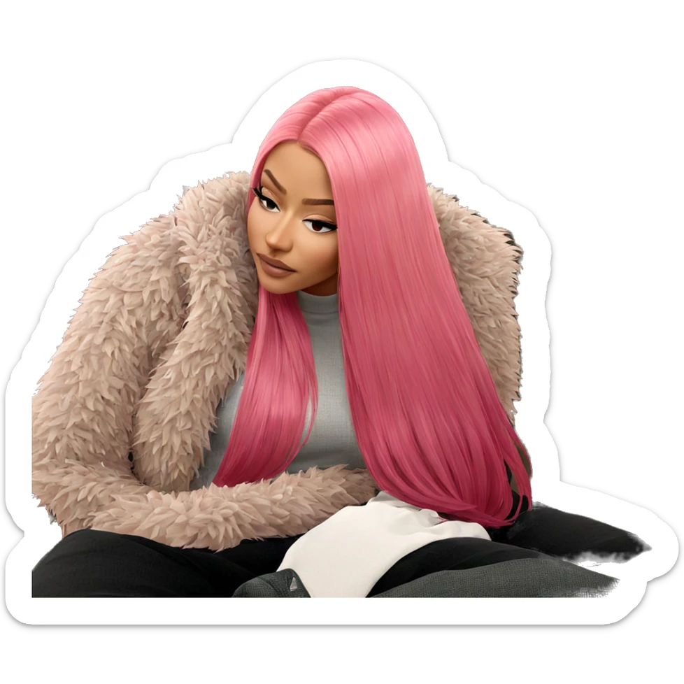 dreamy girl with pink hair sticker