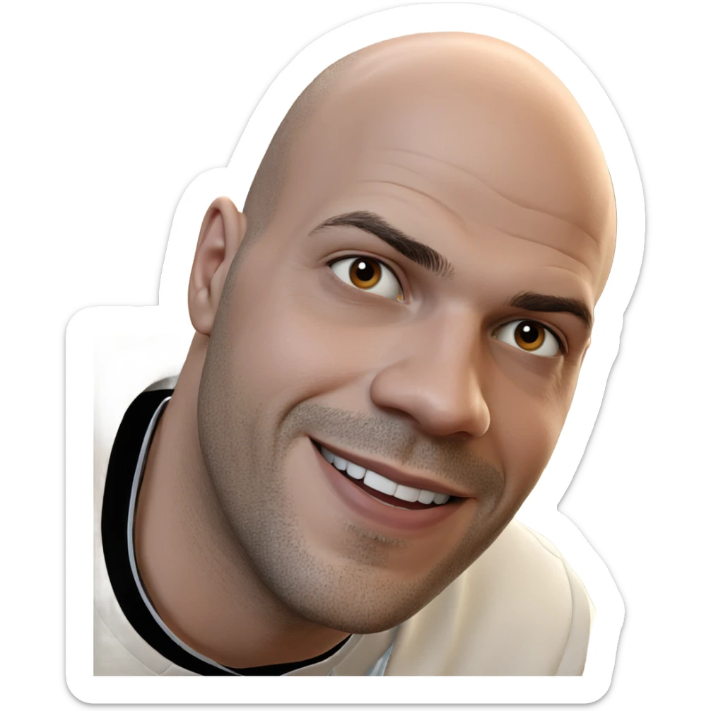 smiling bald man portrait sticker