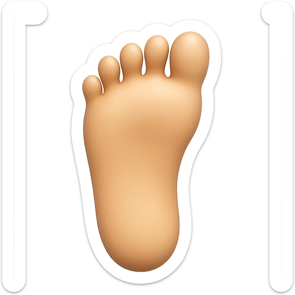 Create a right human foot in the style of a 3D emoji look, matching the reference image style, with a transparent background. sticker