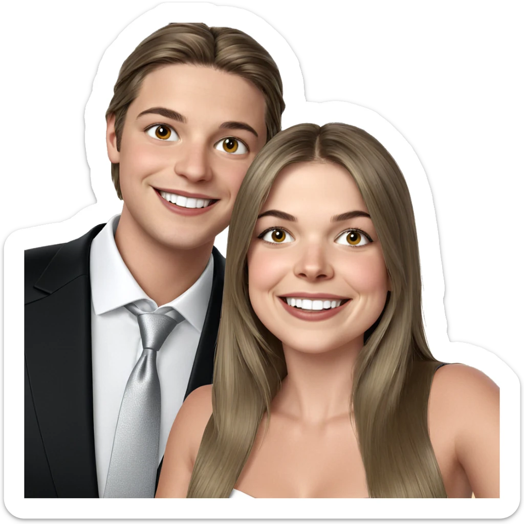 smiling couple in formal attire sticker
