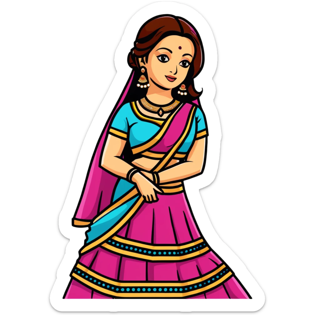 Aishwarya Rai in a lehenga, traditional Indian bridal outfit, jewelry sticker