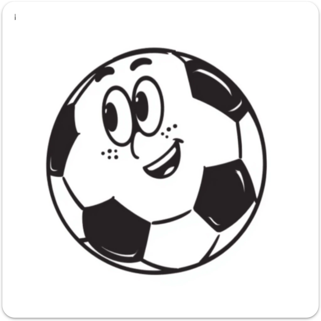 A hand-drawn football/soccer ball with an adorable face and expression sticker